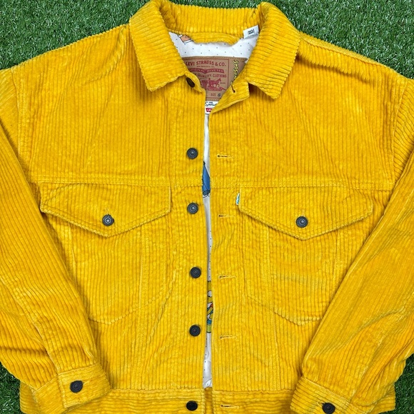 Levi's The Simpsons Yellow Mustard Corduroy Trucker Jacket Men's Size Small Used - Picture 5 of 9